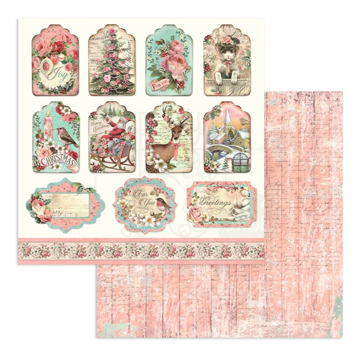 Zestaw papierów do scrapbookingu 30x30 Pink Christmas SBBL73 Stamperia