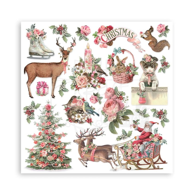 Zestaw papierów do scrapbookingu 30x30 Pink Christmas SBBL73 Stamperia