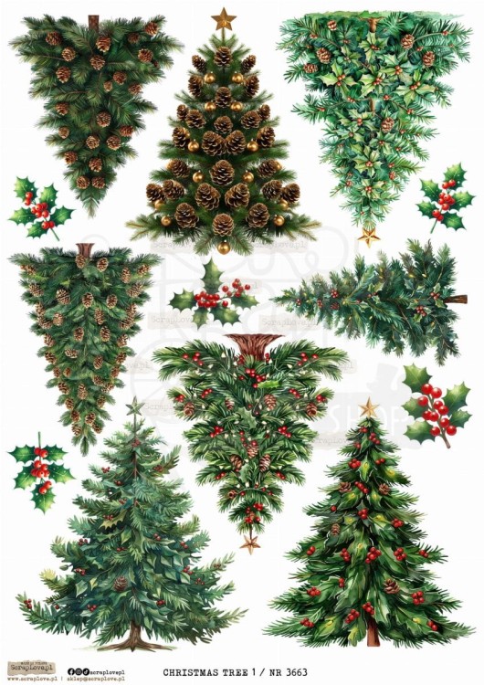Papier ryżowy do decoupage A4 Christmas Tree 1 3663 ScrapLove