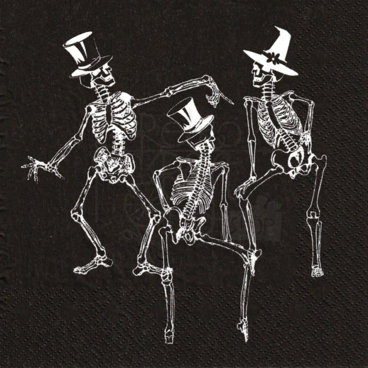 Serwetka 33x33 - Halloween - Taniec Kościotrupy