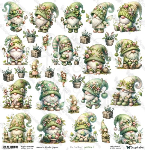 Papier 30x30 elementy do wycięcia Gnomes 2 ScrapAndMe