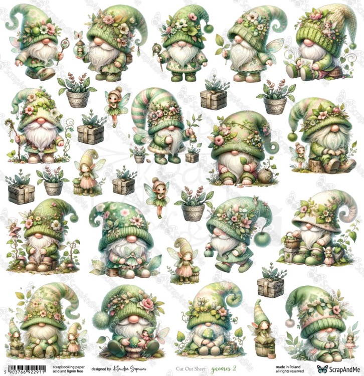 Papier 30x30 elementy do wycięcia Gnomes 2 ScrapAndMe