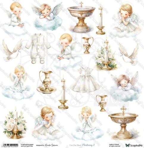 Papier 30x30 elementy do wycięcia Christening 2 ScrapAndMe