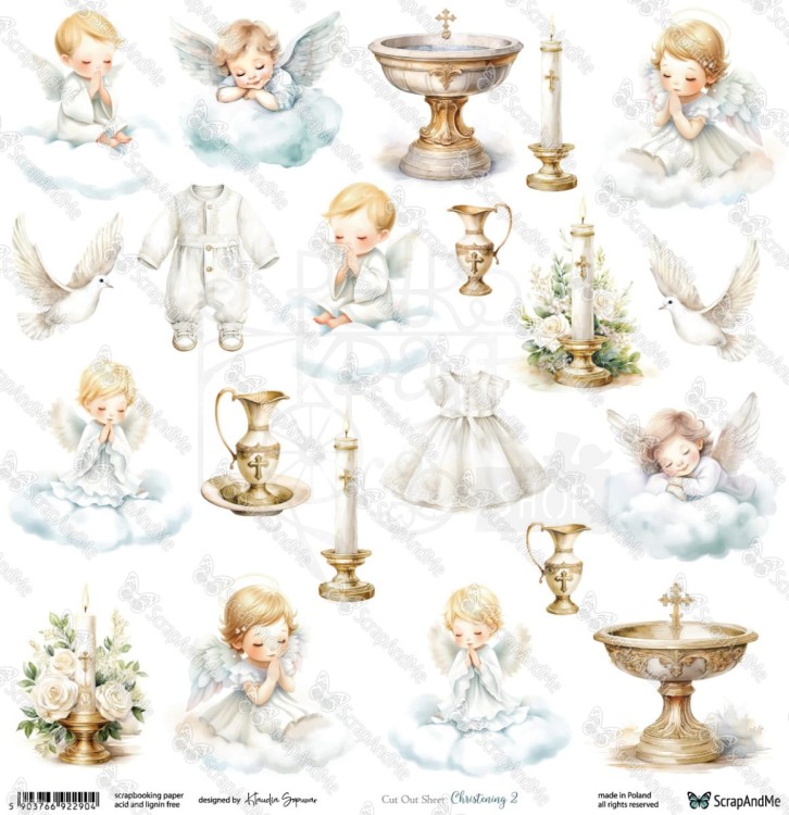Papier 30x30 elementy do wycięcia Christening 2 ScrapAndMe