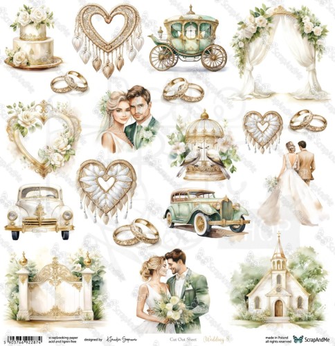 Papier 30x30 elementy do wycięcia Wedding 8 ScrapAndMe