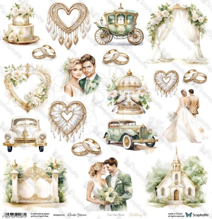 Papier 30x30 elementy do wycięcia Wedding 8 ScrapAndMe