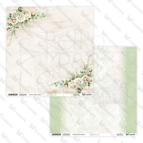 Papier do scrapbookingu 30x30 White Roses 01/02 ScrapAndMe