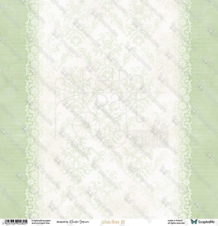 Papier do scrapbookingu 30x30 White Roses 01/02 ScrapAndMe
