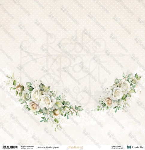 Papier do scrapbookingu 30x30 White Roses 03/04 ScrapAndMe