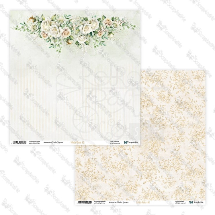 Papier do scrapbookingu 30x30 White Roses 05/06 ScrapAndMe
