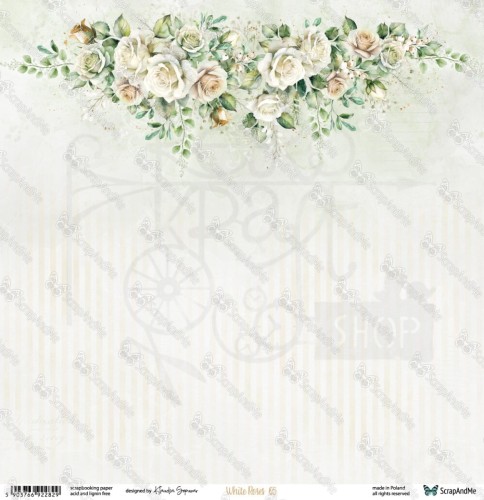 Papier do scrapbookingu 30x30 White Roses 05/06 ScrapAndMe