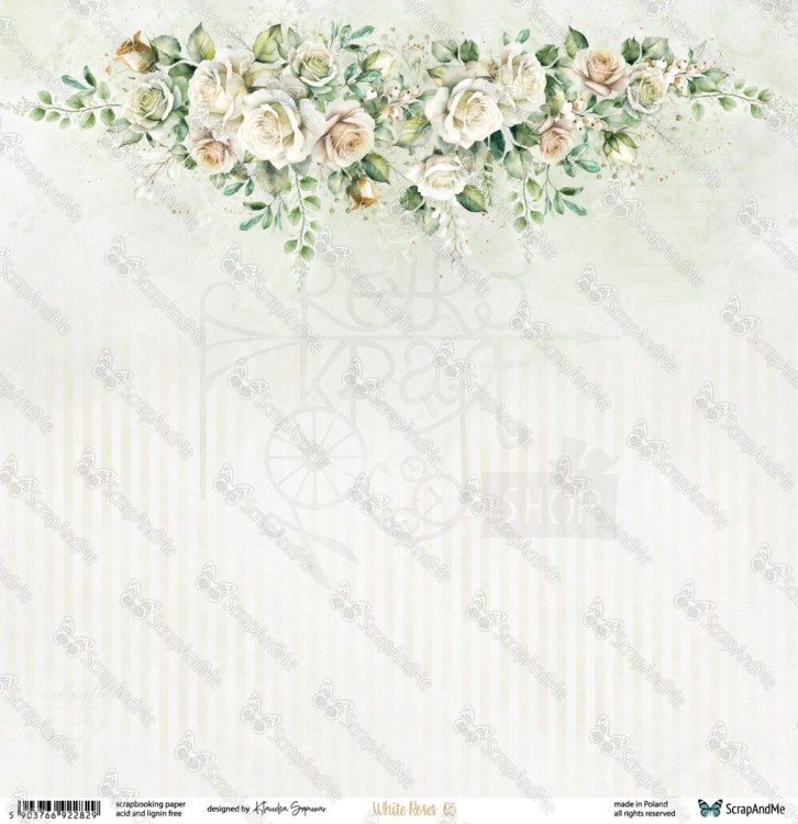 Papier do scrapbookingu 30x30 White Roses 05/06 ScrapAndMe