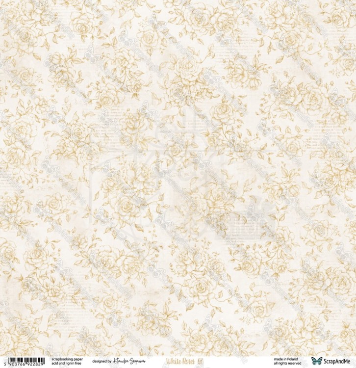 Papier do scrapbookingu 30x30 White Roses 05/06 ScrapAndMe