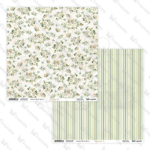 Papier do scrapbookingu 30x30 White Roses 07/08 ScrapAndMe