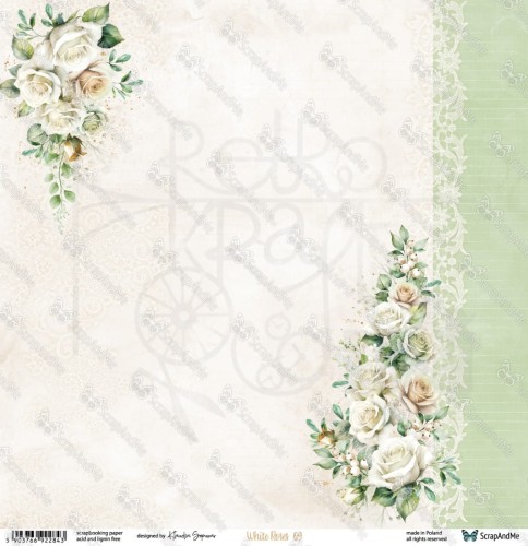 Papier do scrapbookingu 30x30 White Roses 09/10 ScrapAndMe