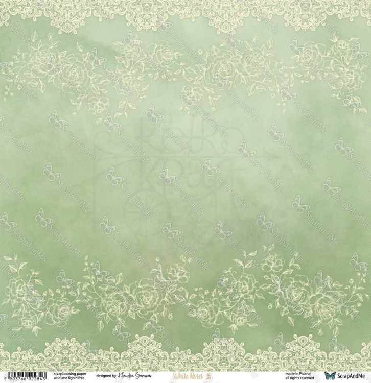 Papier do scrapbookingu 30x30 White Roses 09/10 ScrapAndMe