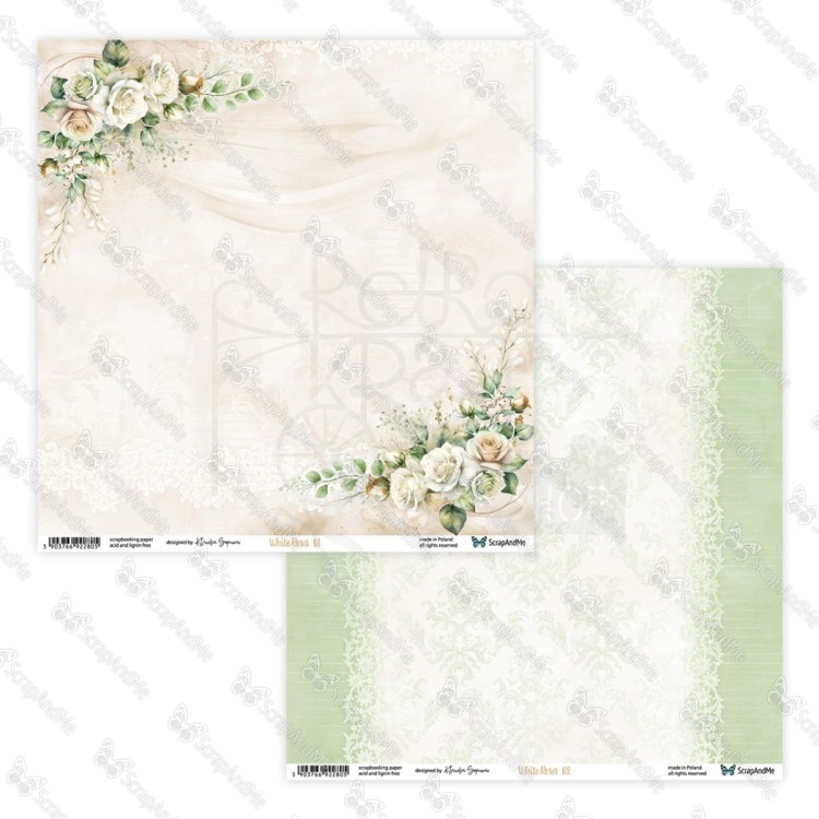Zestaw papierów do scrapbookingu 30x30 White Roses ScrapAndMe