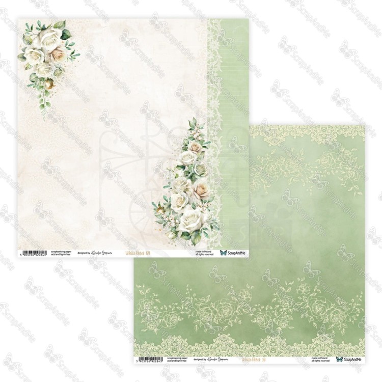 Zestaw papierów do scrapbookingu 30x30 White Roses ScrapAndMe