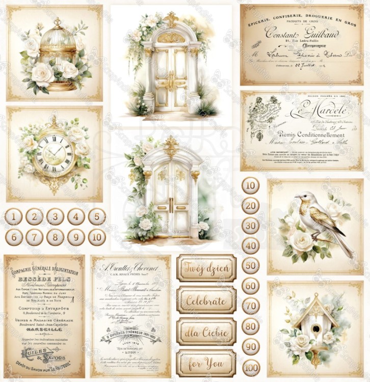 Papier do scrapbookingu 30x30 White Roses Okładka ScrapAndMe