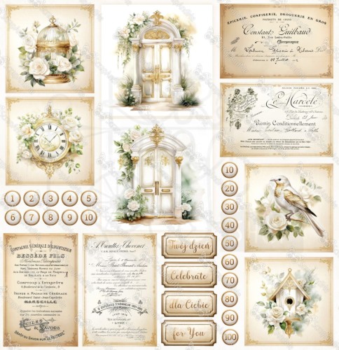 Zestaw papierów do scrapbookingu 20x20 White Roses ScrapAndMe