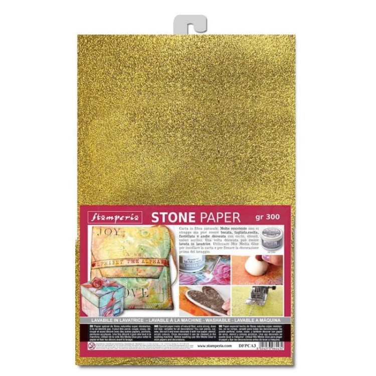 Papier Stone Paper A4 złoty wodoodporny 300g DFPCA4G Stamperia