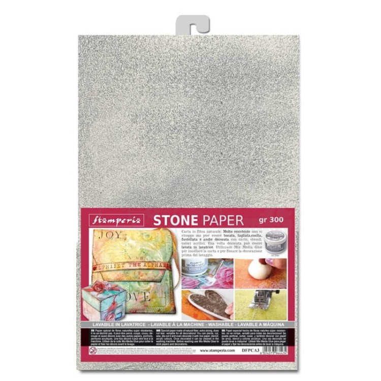Papier Stone Paper A4 srebrny wodoodporny 300g DFPCA4S Stamperia