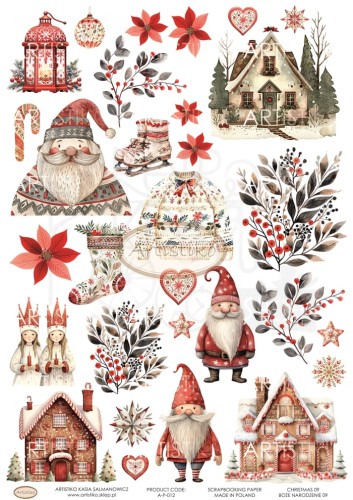Papier do scrapbookingu A4 dodatki do wycinania Boże Narodzenie 09 A-P-012 Artistiko