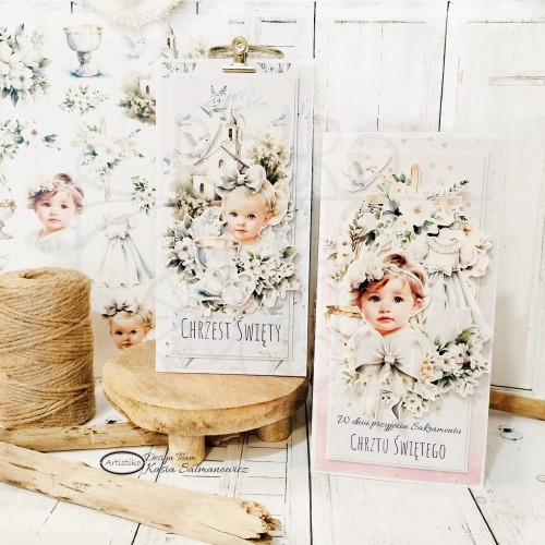 Papier do scrapbookingu A4 dodatki do wycinania Chrzest 02 A-P-017 Artistiko