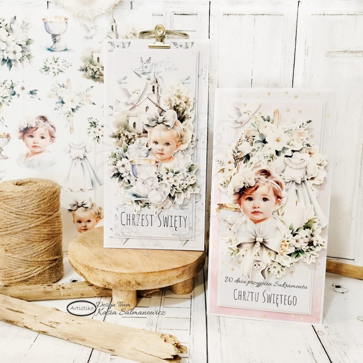 Papier do scrapbookingu A4 dodatki do wycinania Chrzest 02 A-P-017 Artistiko