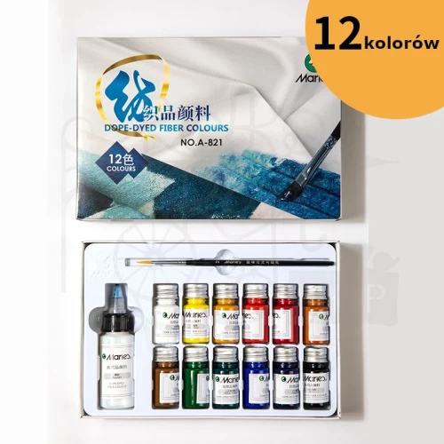 Zestaw farb do tkanin 12x10ml + 30ml Marie's