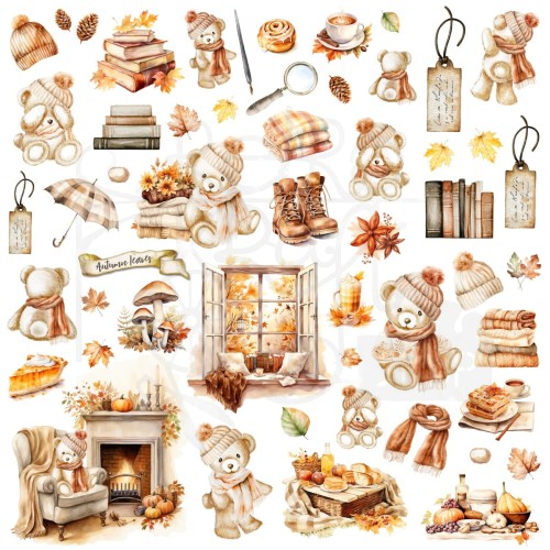 Papier do scrapbookingu 30x30 Beary Cozy Autumn Leaves MP-61475 Memory Place