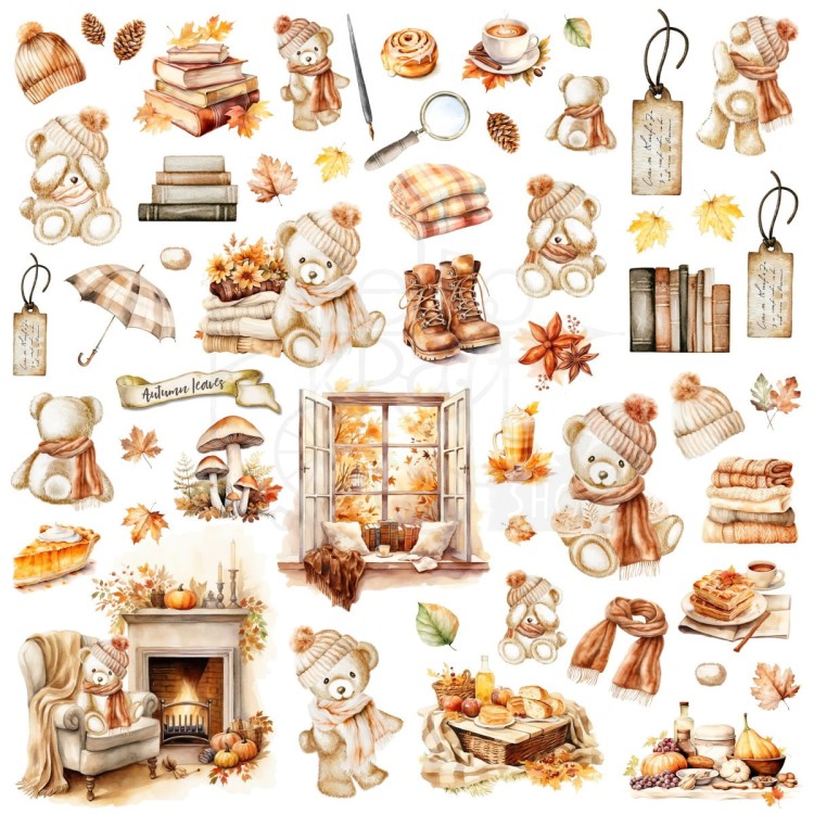 Papier do scrapbookingu 30x30 Beary Cozy Autumn Leaves MP-61475 Memory Place