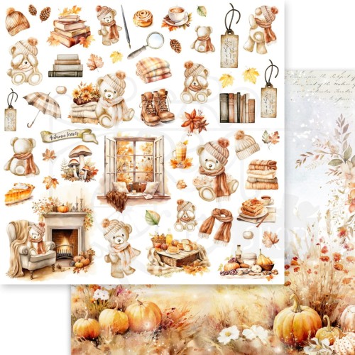 Papier do scrapbookingu 30x30 Beary Cozy Autumn Leaves MP-61475 Memory Place