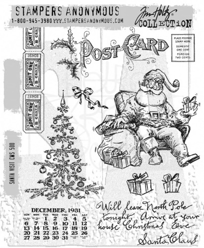 Stempel gumowy kauczukowy Santa Visit CMS500 Tim Holtz Stampers Anonymous