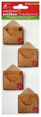 Ozdoby papierowe samoprzylepne listy Christmas Sticker Embellishments 4 szt CR76129 Little Birdie