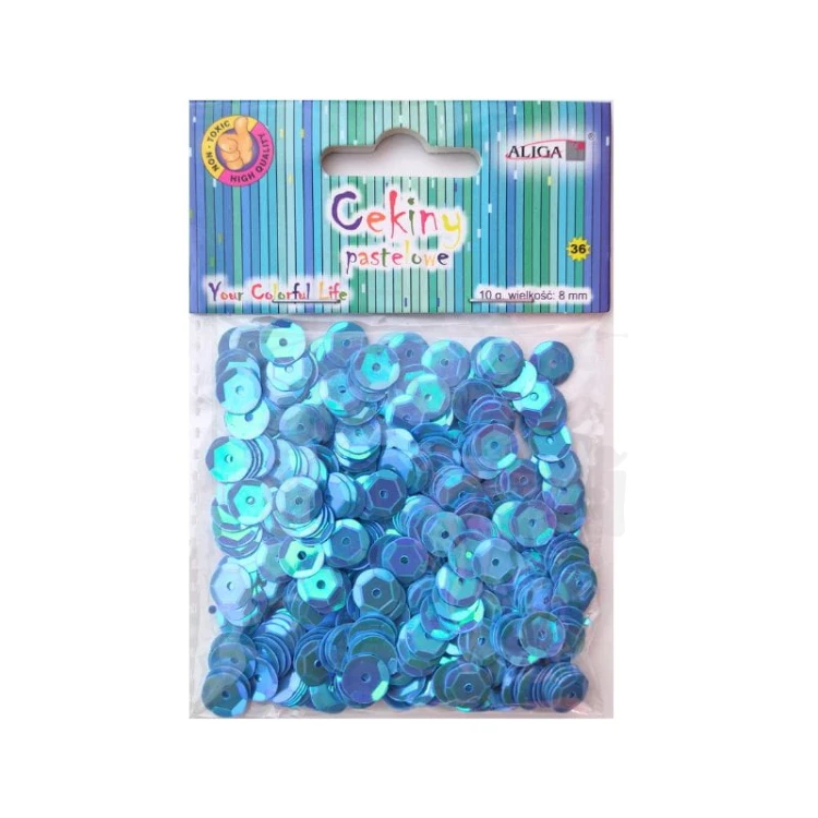 Cekiny okrągłe pastelowe niebieskie 8mm 10g WMT-110 Aliga