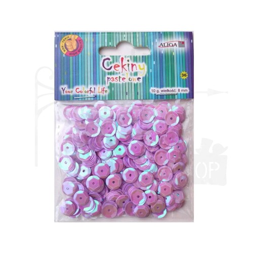 Cekiny okrągłe pastelowe fioletowe 8mm 10g WMT-111 Aliga