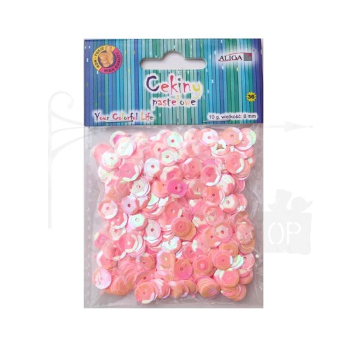 Cekiny okrągłe pastelowe perłowy róż 8mm 10g WMT-112 Aliga