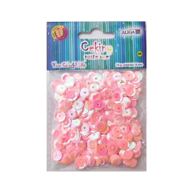 Cekiny okrągłe pastelowe perłowy róż 8mm 10g WMT-112 Aliga