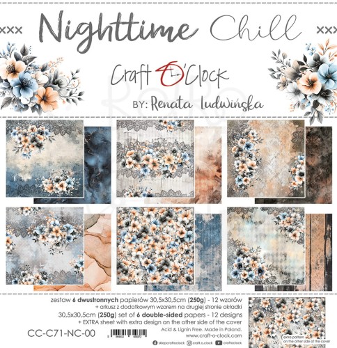Zestaw papierów do scrapbookingu 30x30 Nighttime Chill CC-C71-NC-00 Craft O'Clock