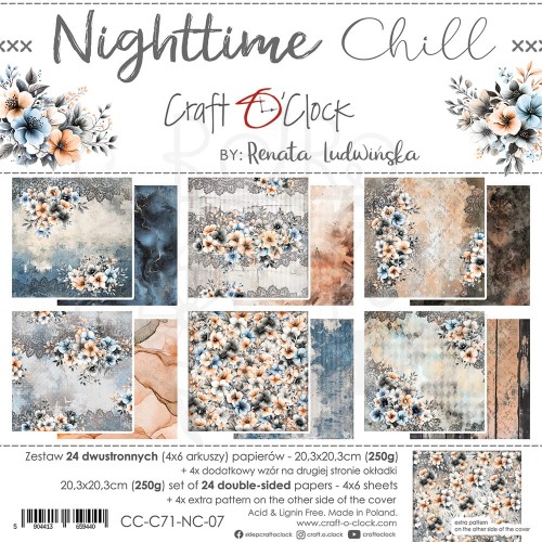 Zestaw papierów do scrapbookingu 20x20 Nighttime Chill CC-C71-NC-07 Craft O'Clock