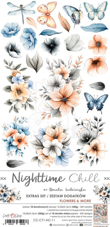 Zestaw dodatków 15x30 Nighttime Chill Flowers CC-C71-NC-11 Craft O'Clock