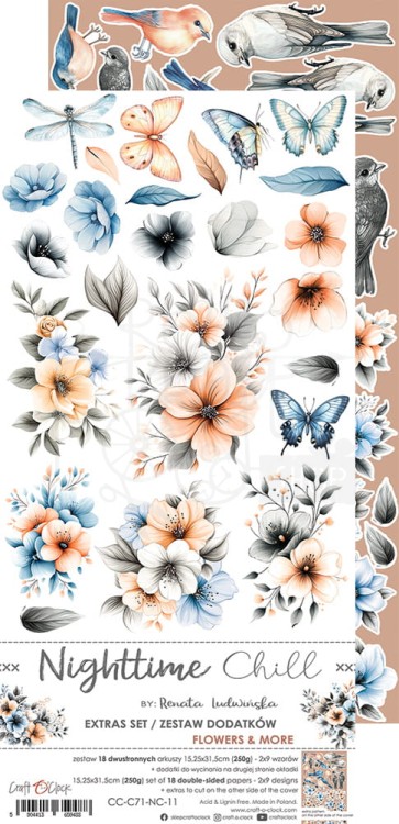 Zestaw dodatków 15x30 Nighttime Chill Flowers CC-C71-NC-11 Craft O'Clock