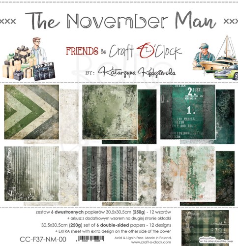 Zestaw papierów do scrapbookingu 30x30 The November Man CC-F37-NM-00 Craft O'Clock