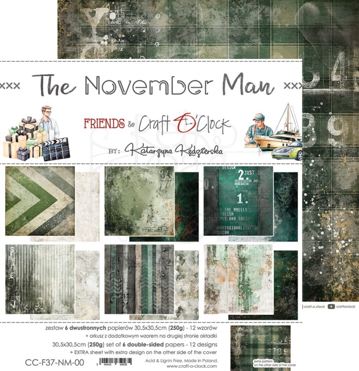 Zestaw papierów do scrapbookingu 30x30 The November Man CC-F37-NM-00 Craft O'Clock