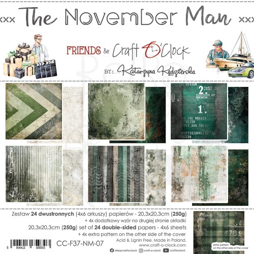 Zestaw papierów do scrapbookingu 20x20 The November Man CC-F37-NM-07 Craft O'Clock