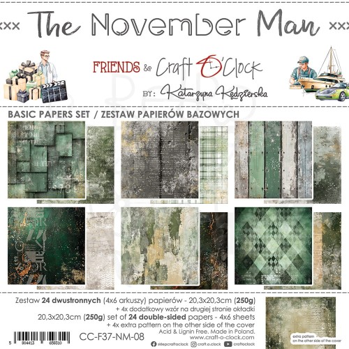 Zestaw papierów do scrapbookingu 20x20 The November Man Basic CC-F37-NM-08 Craft O'Clock