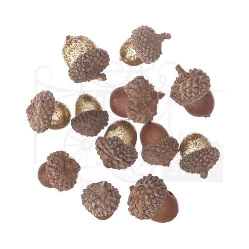 Żołędzie z brokatem naturalne 12 szt. DPZA-046 dpCraft