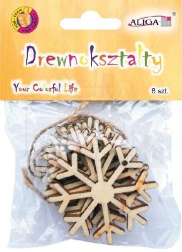 Drewnokształty kształty z drewna Śnieżynki 3 8szt CDX-3570 Aliga