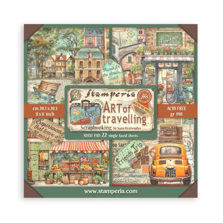 Zestaw papierów do scrapbookingu 20x20 Art of Travelling SBBSXB07 Stamperia
